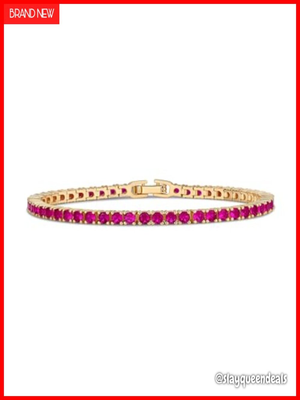 14K Gold Plated Colorful Cubic Zirconia Tennis Bracelet 6.5 Inches